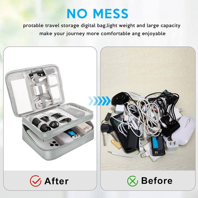 CILLA Electronic Organizer Travel Case, Travel Cord Organizer Case Portable Waterproof Cable Organizer Bag for Charger, Cord, USB, Power Bank, Earphone - Image 4